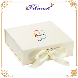 Medium Size Beige Art Paper Gift Box for Party And Events with Ribbon