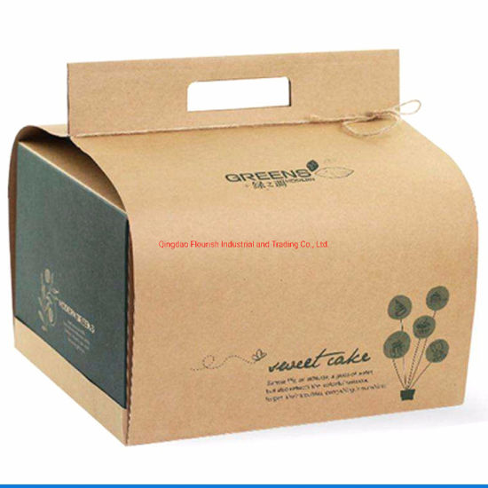 Plain Color Kraft Paper Bread Box for Breakfast with Carrier - Buy ...