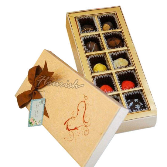Beige Color Coated Paper Assorted Chocolate Gift Box 