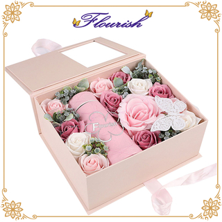 Pink Color Valentines' Day Proposal Flower Gift Packaging Box with Window