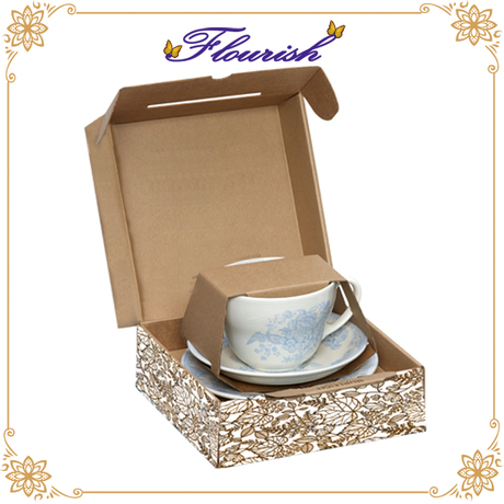 Easy Packing Custom Painting Corrugated Tea Cup Packaging Cardboard Box
