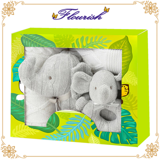 Recyclable Green Cardboard Baby Shower Party Knitted Toy Window Box