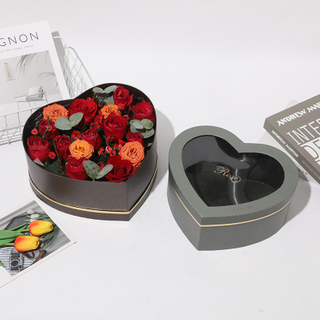 China Manufacturer Wholesale Heart Shaped Flower Box,Lid And Base Paper Packaging Gift Box With Window