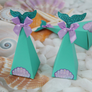 Mermaid Tail Paper Candy Box, Wedding Party Gift Box, Custom Logo Cookie Box for Birthday Party